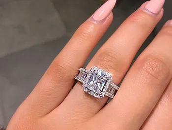 Европейски и американски бутик поп пръстен AAA клас Циркон се занимава с женски пръстен Crystal дамски украшения за бижута