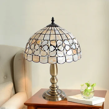 Европейски стил Тифани Средиземноморски стил натурална мивка настолна лампа с трапезария и бар спалня нощна лампа