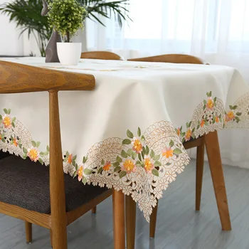 Европейският бродирани покривки памук бельо ръчно изработени възли дантела на подгъва покривка миещи за чай на масата кутията на масата домашен текстил