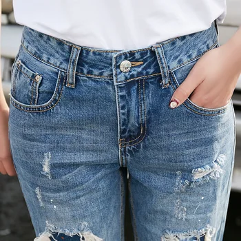 Евтини едро 2019 нова пролет лято есен горещи продажба дамска мода ежедневни дънкови панталони BW72