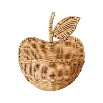 ЕКО-ратан кошница за съхранение на висящи дрехи цвете децата плетени ръчно тъкани сладък Ябълка форма на съхранение организатор на домашен интериор