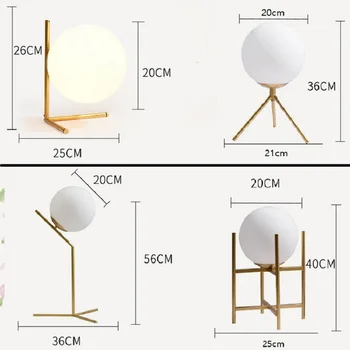ЕС / САЩ Plug модерна стъклена топка настолна лампа за спални хол ночники Nordic Study Led настолни осветителни тела промишлени Hom