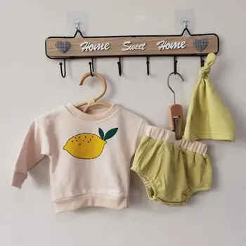 Есен Baby Boy Clothes Set диня печатни деца ежедневни hoody + шорти + шапка 3шт новородено момиче облекло облекло