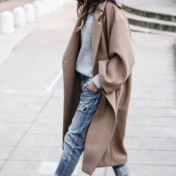 Есен / зима дамски дълги вълнени палта 2020 модерен елегантен Slim-fit двустранен вълна палто топло палто дамски зимни палта