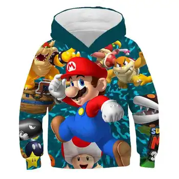 Есен нова 3d Super Mario момчета качулки сладък карикатура 3D печат hoody с качулка мода случайни пуловери градинска дрехи, палта блузи