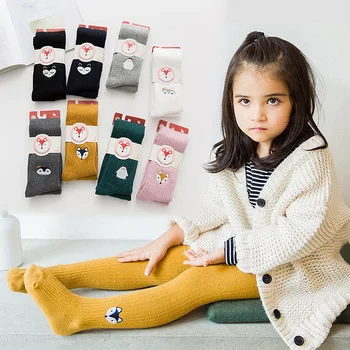 Есен сладката Лисица детски чорапогащи 1-8лет момиче чорапогащи са топли памучни чорапи бродерия плета децата принцеса чорапогащник зима