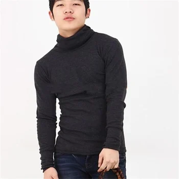 Есенно-зимни корейската версия на новата мода tide мъже с висока яка дори ръкавици, тънка топла тениска голям размер дебели дълги-s