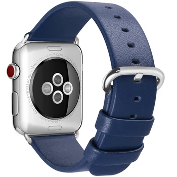 Естествена кожа apple watch Серия 3 2 1 ленти 42 мм от неръждаема метална умни часовници аксесоар каишка гривна за iWatch 38 мм