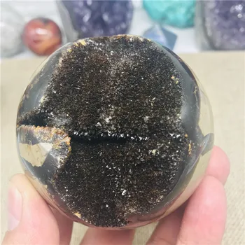естествени полускъпоценни септарианский кварцов камък обхват исцеляющий Crystal скъпоценен камък топка за декорация на дома