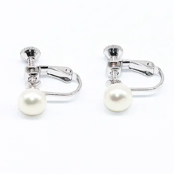 Естествени сладководни перли клип на обеци 925 стерлинги сребърни бижута обеци перлени бижута за жени