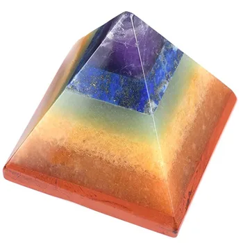 Етнически стил цветна Дъга камък изцеление рейки чакра висулка за юбилей, подарък пирамида бижута