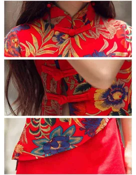 Етнически състав на традиционната китайска облекло 2020 жените стари оригинални дизайнерски ризи 2xl зелен червен принт Лоскутная блуза, риза Blusa