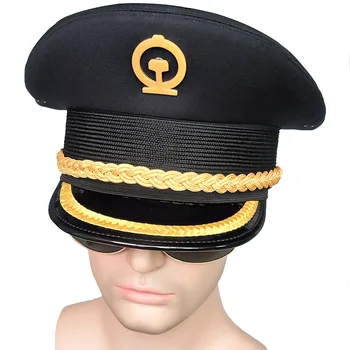 Железопътен голяма капачка на високоскоростен жп влак дежурният шапка проводник сигурност Голяма шапка шапка униформи мъже и жени лято широка периферия шапка