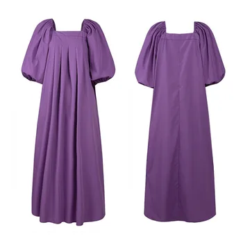 Жена плиссированный сарафан ZANZEA 2021 стилно лятно макси рокля ежедневното с пищни ръкави Vestidos женски халат за баня с квадратни деколтета oversize