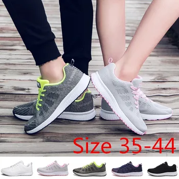 Жените и мъжете бягане маратонки дишаща спортен треньор чрез шнурове Casul обувки чифт обувки за ходене размер 35-44
