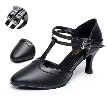 Жените латински танц обувки черен балните латино танци, обувки за жени затворен Нос бачата танцови обувки за момичета летни сандали