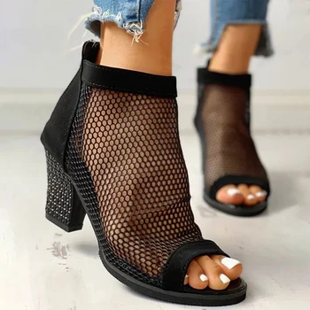 Жените окото сандали, летни дамски обувки на Висок ток са кухи окото секси сандали Дамски ботильоны обувки на висок ток, платформа