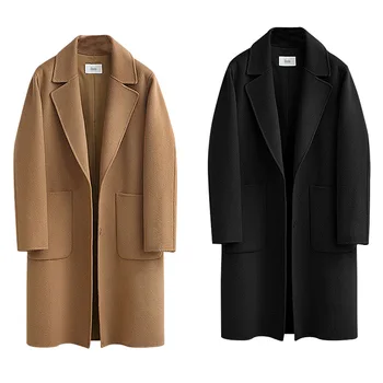Жените студено зимно палто 2020 елегантен вълна топъл дълга козина корейски стил на офис Camel дъждобран свободни палто WDC3690