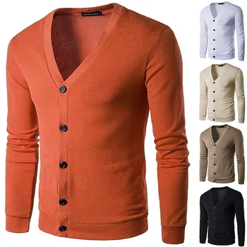 Жилетка мъжете есен нов модерен вязаный пуловер, риза ежедневни срещу врата однобортный мъжете тънък топло Ropa Hombre#мъжки пуловер