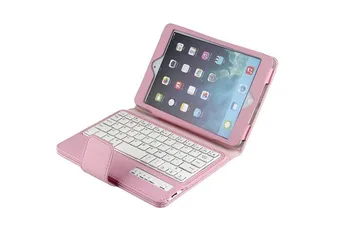 За Apple IPad Mini 4/3/2/1 сгъваем PU кожа Фолио калъф и поставка подвижна безжична клавиатура Bluetooth