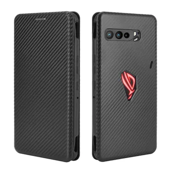 За Asus ROG Phone 3 Strix Luxury флип въглеродни влакна на кожата магнитен адсорбционный калъф за Asus ZS661KS ROG3 Asus I003DD телефон чанти