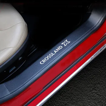 За Opel Crossland X праг на вратата табела на прага на автомобила на прага стъпка плоча въглеродни влакна изкуствена кожа кола-стайлинг