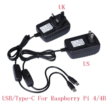 За Raspberry Pi 4 Case Box Shell Cover корпус на вентилатора може да бъде инсталиран+ Raspberry Pi 4B захранване 5V 3A Type-C US UK Plug