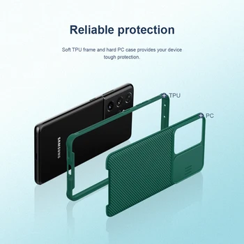 за Samsung Samsung Galaxy S21 Ultra Case NILLKIN Camera Защита Slide Cover устойчив на удари с твърд заден щит за Samsung S21 Ultra Bumper