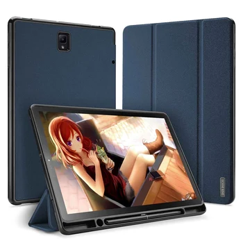 за Samsung TAB S4 10.5 Inch Tablet PC Case with Press Pen Anti-Lost Card Slot Design ПУ защитен калъф