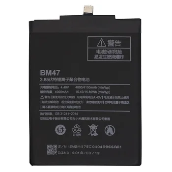 За Xiao Mi Phone Battery BM47 благородна капацитет 4000 mah замяна батерия за Redmi 3 3S 3X 4X 3 pro Hongmi 3 S 4 X