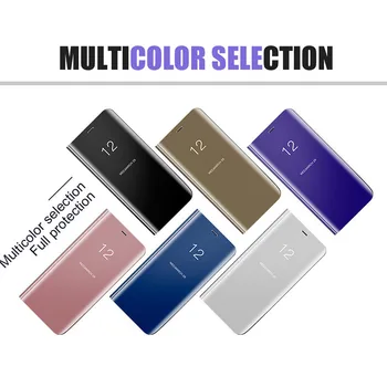 За Xiaomi MI 6 case Plated mirror, smart flip to wake up the Корпуса Clear view bracket Luxury phone Cover For Xiaomi MI6 Capa