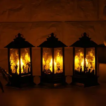 Заключване лампи, дървени Рамадан фестивал кухи петолъчна звезда украси една малка маслена лампа декорация Хелоуин моделиране на пламъка на лампата