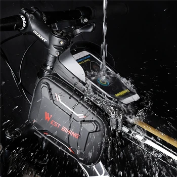 Западен мотор водоустойчив мотор чанта ПУ водоустойчив сензорен екран 6,2-инчов телефон чанти Колоездене МТБ планински велосипед рамка на предната чанта