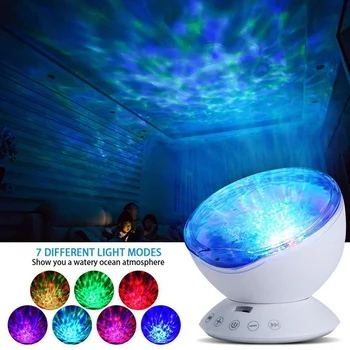 Звездното небе океан USB Night Light дистанционно управление, музикална проекция лека нощ проектор детски подарък спалня коледна украса