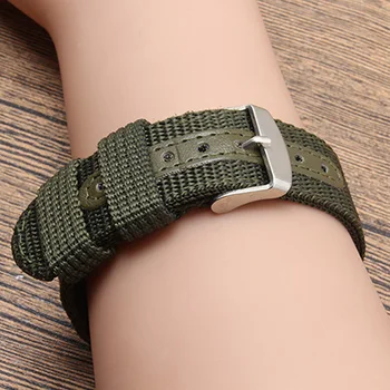 Зелената военна армията найлон Платно каишка за часовник каишка 18 20 22 24 мм 4 цвят с катарама от неръждаема стомана освободена пощенски разходи