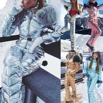 Зимата е топло дамско палто с качулка твърди дълги тънки дамски ски кожа дебел гащеризон ветрозащитный Дамски дрехи, без колани