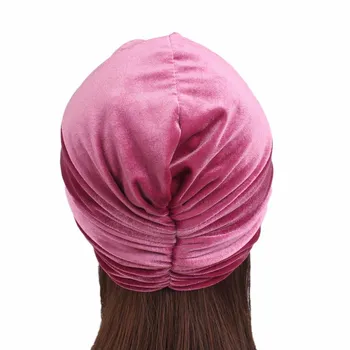Зимата е топло кадифе тюрбан шапки за жени мюсюлманин. → тюрбани Африканска Индия шапки женски Underscarf шапки и шал качулка