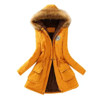 Зимни дамски модни средна дължина памук пуховик женски 2020 с дълги ръкави овче руно памук топло палто с качулка палто тънък F04*