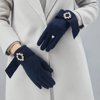 Зимни дамски шофьорски топли ръкавици женски Златни velvet колан дебели ръкавици без пръсти със сензорен екран, висококачествени диамантени кашмир ръкавици H70
