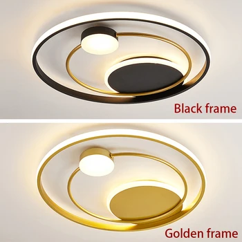 Златни и черни кръгли led модерни плафониери за хола спални вътрешни тела Dimmable таван вълни монтирани лампи