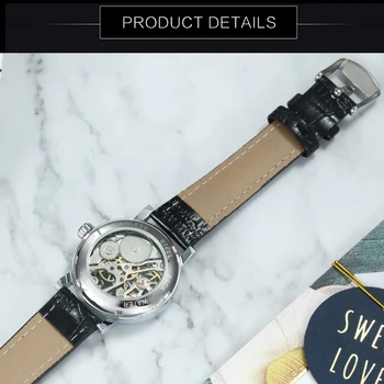 Златни часовници за жени стилни дамски часовници на най-добрата марка на луксозни Механични ръчни часовници с Кожена каишка подарък relojes para mujer WINNER