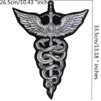 Змия с Криле меч бродерия пънк колоездач петна облекло етикети желязо на дрехи, аксесоари икона