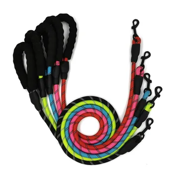 Зоотовары светлоотразителни многоцветни кръг Въже куче ръка държи въжето куче на верига куче, теглене на Въже, удобна дръжка Средно Голям
