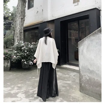 [ИАЛ] женска бяла риза голям размер New Stand CollarThree-quarter Batwing Sleeve Blouse Fashion Tide пролет есен 2021 19A-a673