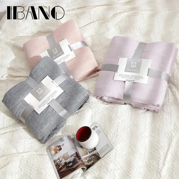 ИБАНО памук, Муселин одеяло легло, диван, пътуване дишаща прост японски стил твърдо голям мек хвърли едно одеяло точка одеяло