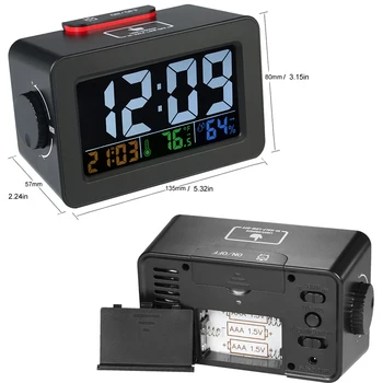 Идея за подарък нощни се събуди цифров часовник с термометър влагомер за влажност, температура на маса, Настолни часовници телефон зарядно устройство