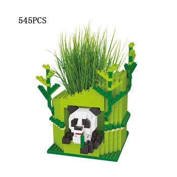 идеята е чудесен домашен любимец панда горшечное растение нанобритки саксия микро diamond блок дръжка контейнер модел забавни играчки за подаръци