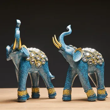 Изкуствена смола статуя на слон занаяти декорация на дома, аксесоари за хола европейски стил сватбена украса подаръци