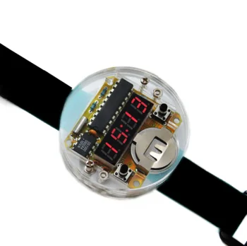 Интелигентни електронни едночипов led часовници, електронни часовници kit САМ LED Digital Watch електронни часовници Чанта с прозрачен капак