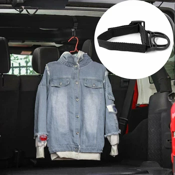 Интериорът на автомобила куката за дрехи Черен плат колан за Jeep Wrangler JK JL 2007-2018 автомобилни закачалки стойки и притежателя аксесоари